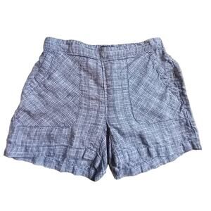 Ellen Tracy Gray Plaid 100% Linen women's shorts - Size Small